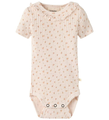 Lil Atelier Romper s/s - Rib - NbfHulla - Coconut Melk - Lil Atelier - 68 - Rompers Korte Mouw
