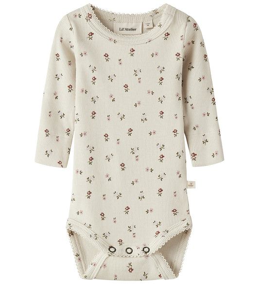 Lil Atelier Romper l/s - NbfGago - Tortelduif/Floral - Lil Atelier - 1 jaar (80) - Rompers Lange Mouw
