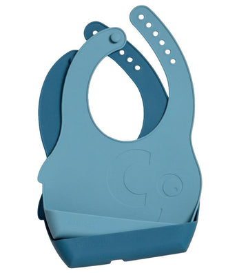 Sebra Slabbetjes - Silicone - 2-pack - Vintage Blue - Sebra - OneSize - Slabbetjes