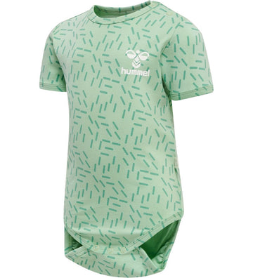 Hummel Romper s/s - hmlRiver - Vergrijsd Jade - Hummel - 1 jaar (80) - Rompers Korte Mouw