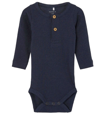 Name It Romper l/s - Noos - Rib - NbmKab - Dark Sapphire - Name It - 74 - Rompers Lange Mouw