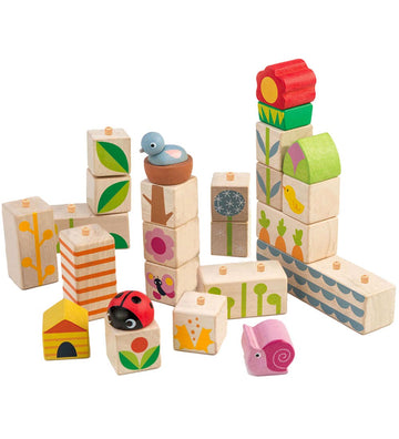 Tender Leaf Houten Speelgoed - Bouwblokken - Tuinthema - Tender Leaf - OneSize - Blokken