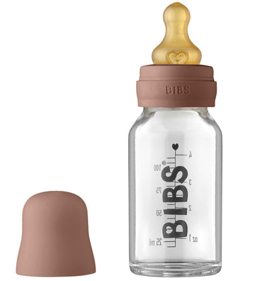 BIBS Babyflesje - Glas - Slow Flow - 110 ml - Natuurlijk Rubber  - BIBS - OneSize - Babyflesjes