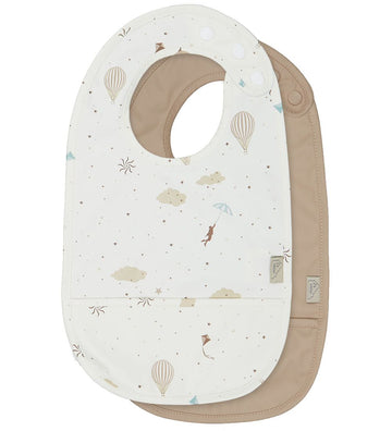 Cam Cam Slab met voedselopvanger - 2-pack - Dromenland/Warm Taup - Cam Cam - OneSize - Slabbetjes