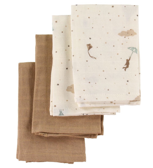 Cam Cam Washanden - 30x30 cm - 4-pack - Dromenland/Camel - Cam Cam - OneSize - Washandjes