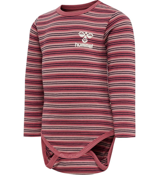 Hummel Romper l/s - HmlUnited - Streep - Woodrose - Hummel - 62 - Rompers Lange Mouw