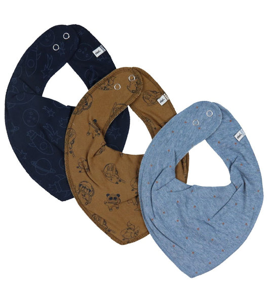 Pippi Baby Kwijlslabbetje - 3-pack - Ashley Blue - Pippi Baby - OneSize - Kwijlsjaaltjes