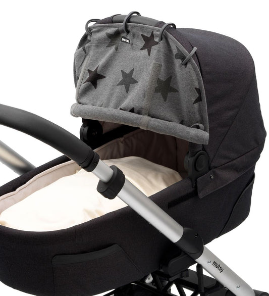 Dooky Zonnenscherm - Universeel - UV50+ - Grey Sterren - Dooky - OneSize - Zonnenscherm voor kinderwagens