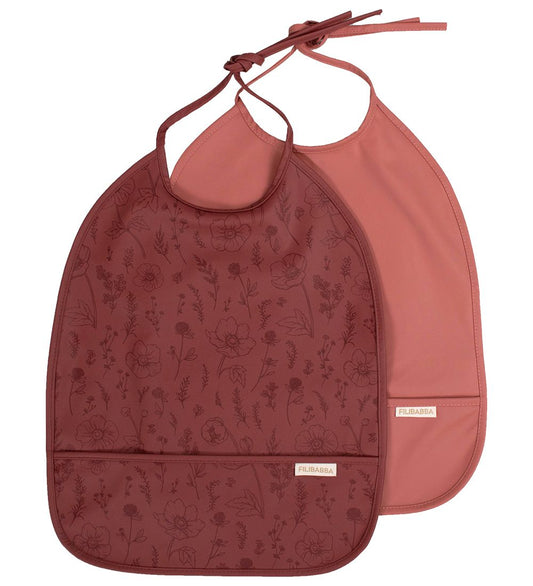 Filibabba Slab met voedselopvanger - 2-pack - Herfstbloemen - Filibabba - OneSize - Slabbetjes