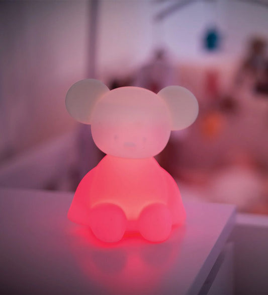Nattou Nachtlamp - Silicone - LED - Muis - 12x14x15 cm - Wit - Nattou - OneSize - Nachtlampen