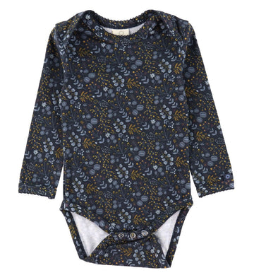 Smallstuff Romper l/s - Flower Nacht - Dark Blue - Smallstuff - 62 - Rompers Lange Mouw