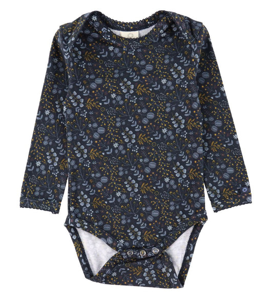 Smallstuff Romper l/s - Flower Nacht - Dark Blue - Smallstuff - 62 - Rompers Lange Mouw