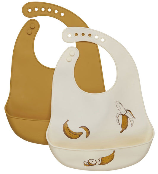 CeLaVi Slabbetjes - Silicone - 2-pack - Oogst Gold m. Banaan - CeLaVi - OneSize - Slabbetjes
