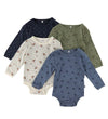 Pippi Baby Rompers l/s - 4-pack - Deep Lichen Green - Pippi Baby - 50 - Rompers Lange Mouw