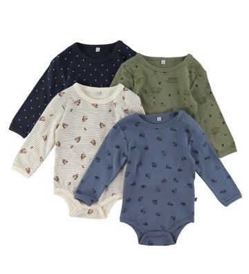 Pippi Baby Rompers l/s - 4-pack - Deep Lichen Green - Pippi Baby - 50 - Rompers Lange Mouw
