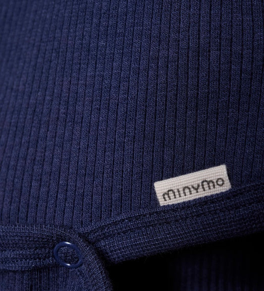 Minymo Wikkelromper l/s - Rib - Dark Navy - Minymo - 50 - Rompers Lange Mouw