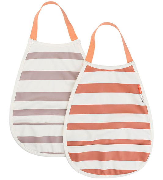 Done by Deer Slabbetjes - 2-pack - PU - Papaya/Powder m. Strepe - Done by Deer - OneSize - Slabbetjes