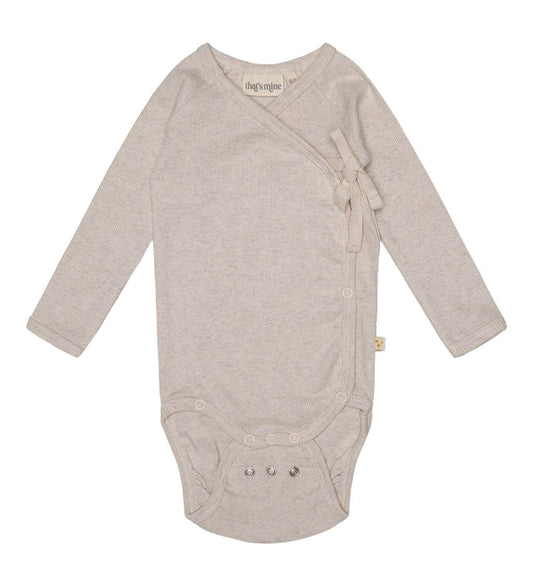 That's Mine Wikkelromper - Becca - Rib - Light Brown Melange - Thats Mine - 56 - Rompers Lange Mouw