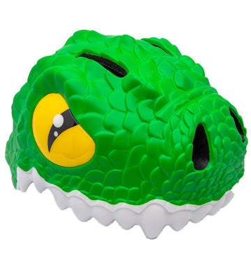 Crazy Safety Fietshelm m. Licht - Crocodile - Groen - Crazy Safety - 49-55 cm - Fietshelmen