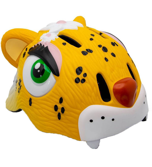 Crazy Safety Fietshelm m. Licht - Leopard - Geel - Crazy Safety - 49-55 cm - Fietshelmen
