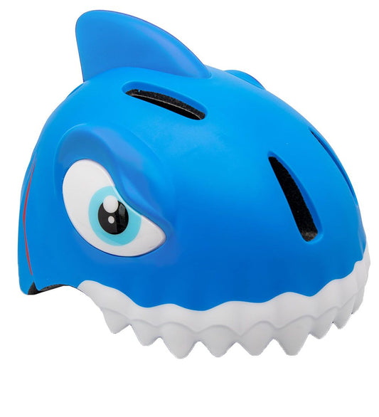 Crazy Safety Fietshelm m. Licht - Shark - Blauw - Crazy Safety - 49-55 cm - Fietshelmen