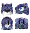 Crazy Safety Fietshelm m. Licht - Leopard - Paars - Crazy Safety - 49-55 cm - Fietshelmen