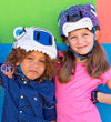 Crazy Safety Fietshelm m. Licht - Leopard - Paars - Crazy Safety - 49-55 cm - Fietshelmen