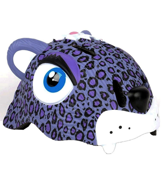 Crazy Safety Fietshelm m. Licht - Leopard - Paars - Crazy Safety - 49-55 cm - Fietshelmen