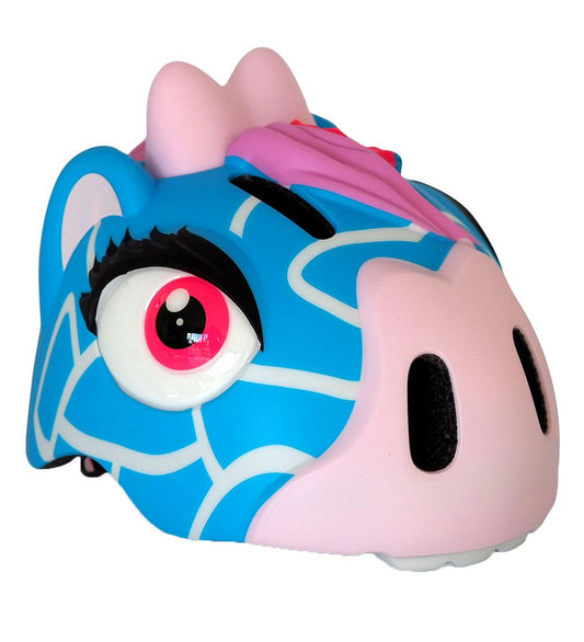 Crazy Safety Fietshelm m. Licht - Giraffe - Blauw - Crazy Safety - 49-55 cm - Fietshelmen
