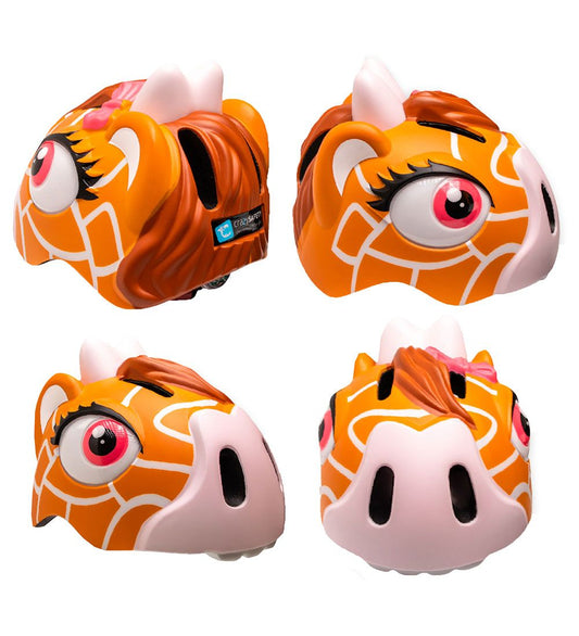 Crazy Safety Fietshelm m. Licht - Giraffe - Brown - Crazy Safety - 49-55 cm - Fietshelmen