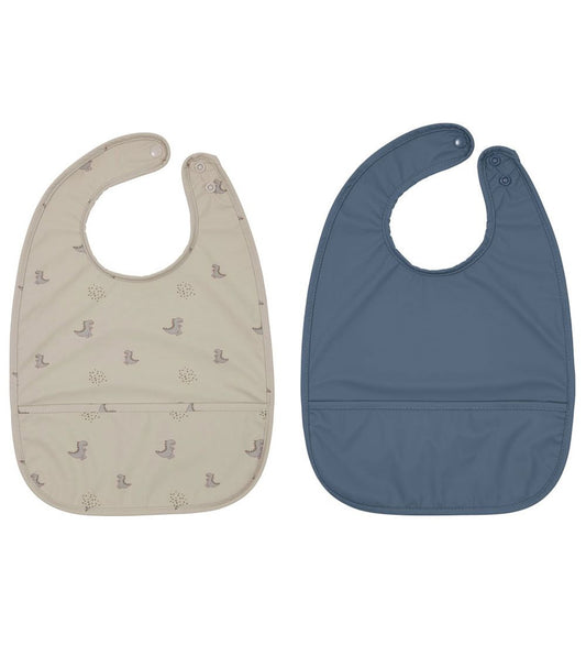 OYOY Slabbetjes - 2-pack - Dino - Blue/Clay - OYOY - OneSize - Slabbetjes