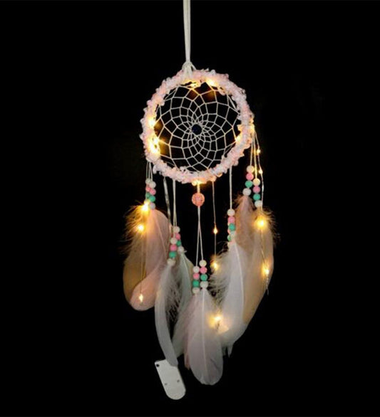 MillaVanilla Dromenvanger - Hangspeeltje m. Feather/Kralen/LED L - MillaVanilla - OneSize - Hangspeeltjes