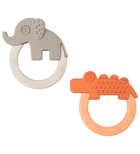 Done by Deer Bijtring - 2-pack - Deer Friends - Papaya/Zand - Done by Deer - OneSize - Bijtringen