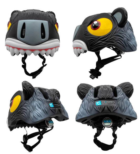 Crazy Safety Fietshelm m. Licht - Panther - Zwart - Crazy Safety - 49-55 cm - Fietshelmen