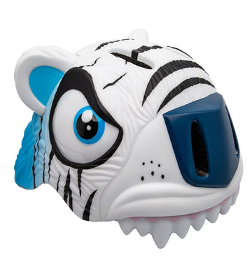 Crazy Safety Fietshelm m. Licht - Tijger - Wit - Crazy Safety - 49-55 cm - Fietshelmen