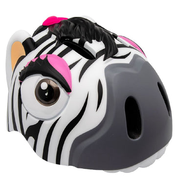 Crazy Safety Fietshelm m. Licht - Zebra - Zwart/Wit - Crazy Safety - 49-55 cm - Fietshelmen
