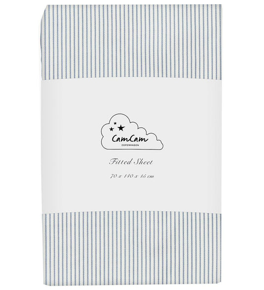 Cam Cam Hoeslaken - 60x120x15 cm - Classic+ Strepen Blue - Cam Cam - OneSize - Hoeslaken