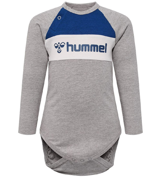 Hummel Romper l/s - hmlMurphy - Grijs Gevlekt - Hummel - 68 - Rompers Lange Mouw