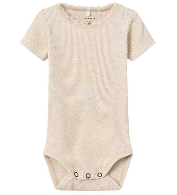 Name It Romper s/s - Noos - NbfKab - Peyote Melange - Name It - 50 - Rompers Korte Mouw