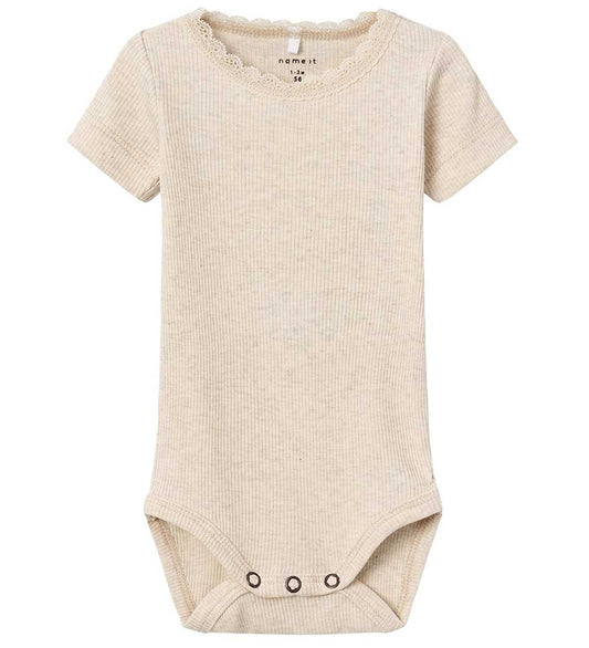Name It Romper s/s - Noos - NbfKab - Peyote Melange - Name It - 50 - Rompers Korte Mouw