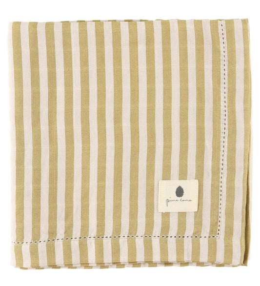 Pine Cone Wikkeldoek - 120x120 cm - Björk - Mustard Stripe - Pine Cone - OneSize - Wikkeldoeken