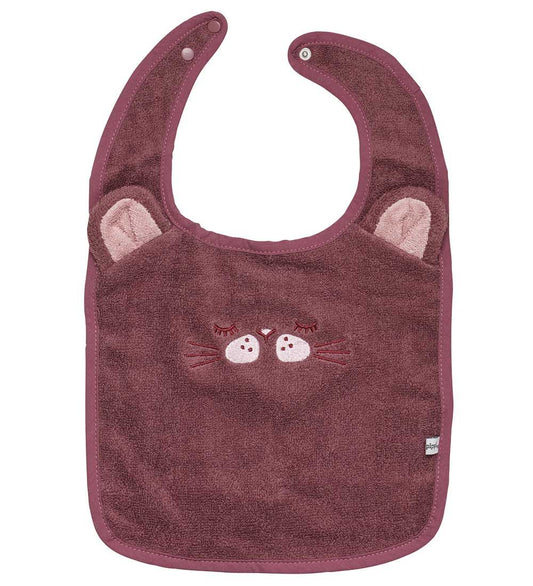 Pippi Slabbetjes - Badstof - Rose Brown m. Kat - Pippi Baby - OneSize - Slabbetjes