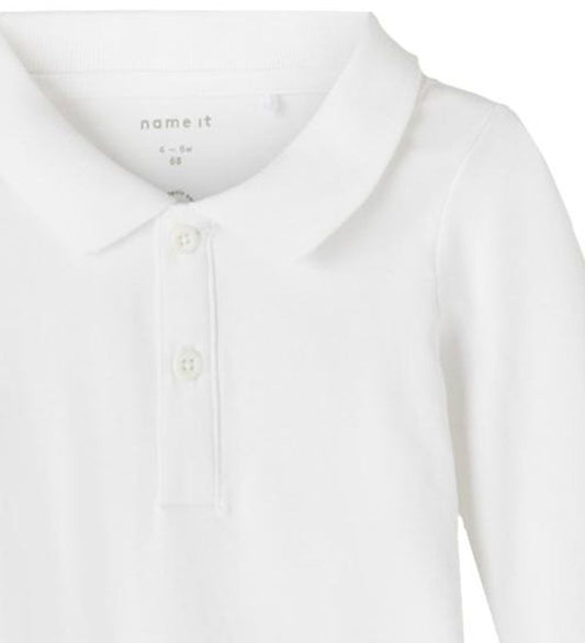 Name It Polo-body l/s - NbmHolger - Bright White - Name It - 1½ jaar (86) - Rompers Lange Mouw
