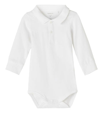 Name It Polo-body l/s - NbmHolger - Bright White - Name It - 1½ jaar (86) - Rompers Lange Mouw