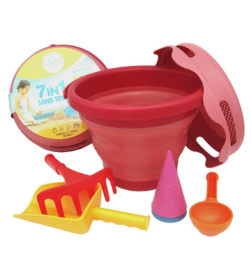 Compact Toys Strandset - 7 Onderdelen - Rood - Compact toys - OneSize - Zandspeelgoed