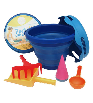 Compact Toys Strandset - 7 Onderdelen - Blauw - Compact toys - OneSize - Zandspeelgoed