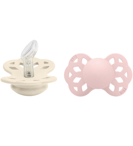 BIBS Infinity Fopspenen - 2-pack - Maat 1 - Anatomisch - Ivory/B - BIBS - 0-6 mnd - Fopspenen
