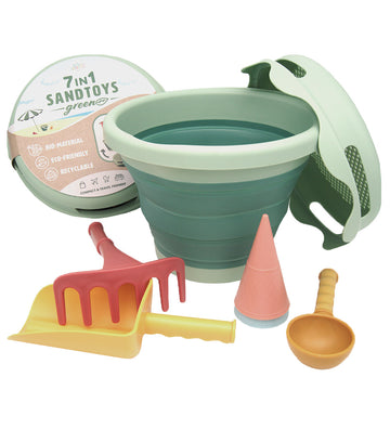 Compact Toys Strandset - Bioplastic - 7 Onderdelen - Groen - Compact toys - OneSize - Zandspeelgoed
