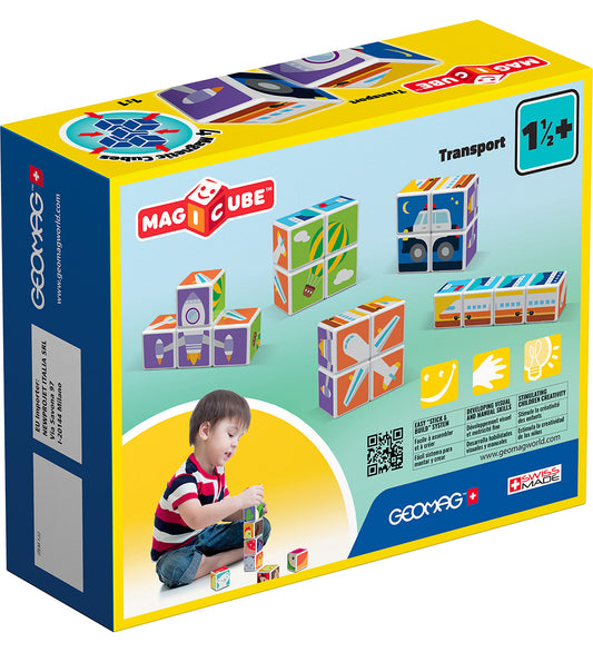 Geomag Magneetset - Magicube bedrukt Transport - 4 Onderdelen - Geomag - OneSize - Magnetisch speelgoed