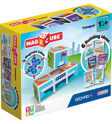 Geomag Magneetset - Magicube bedrukt Transport - 4 Onderdelen - Geomag - OneSize - Magnetisch speelgoed